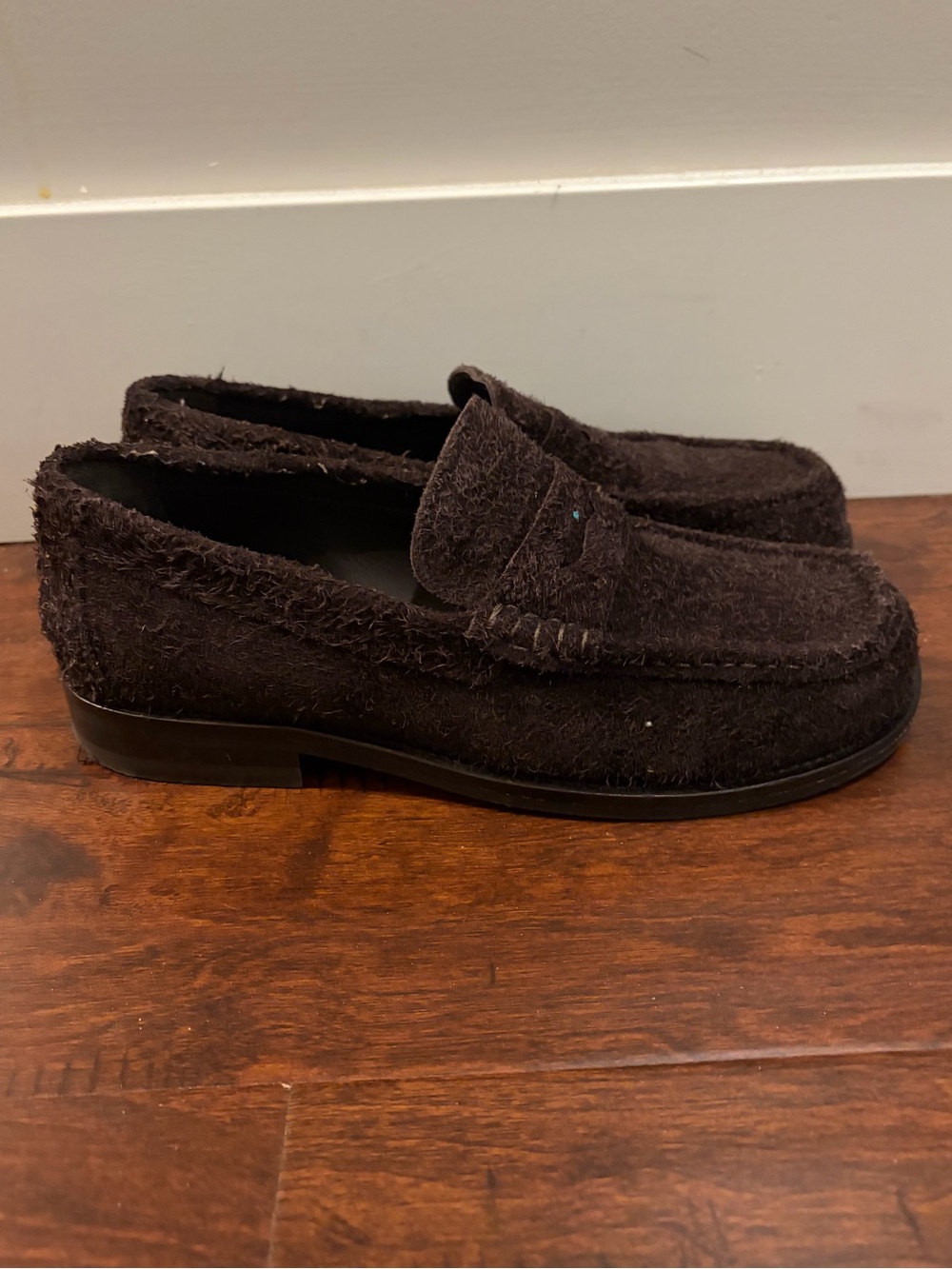 B2- UK size 6 Brushed-Suede Loafers in brown